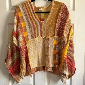 Easel Poncho Patchwork Sweater- Medium